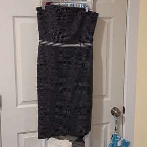 Polka dot strapless sheath dress